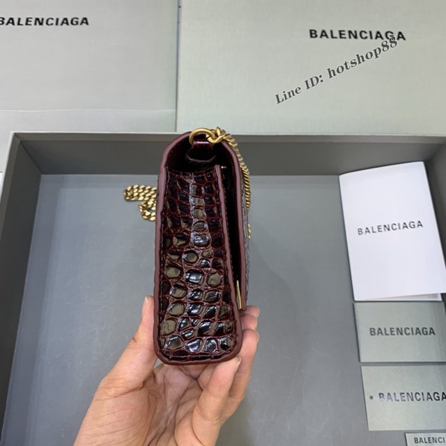 Balenciaga專櫃爆款鱷魚紋迷你女士肩背包 巴黎世家沙漏鏈條斜挎包 fyj1875